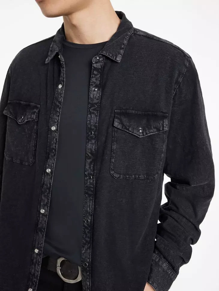 John Varvatos Arvon LS Knit Western Vintage Shirt - Mineral Black