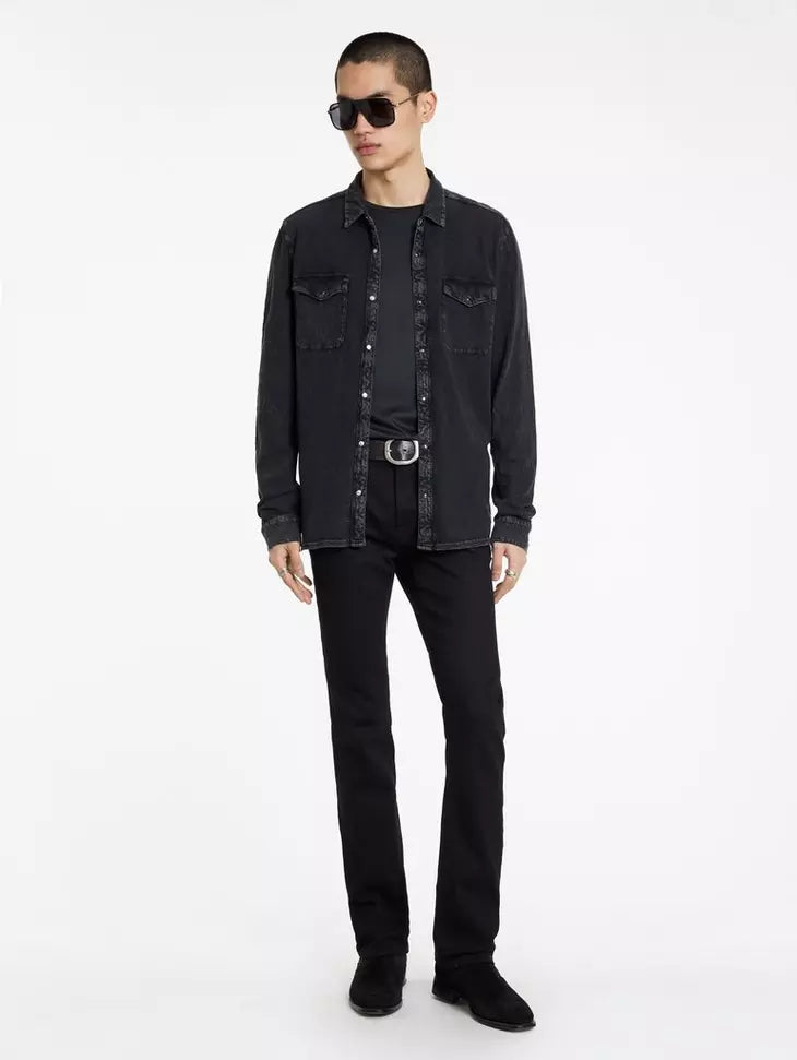 John Varvatos Arvon LS Knit Western Vintage Shirt - Mineral Black