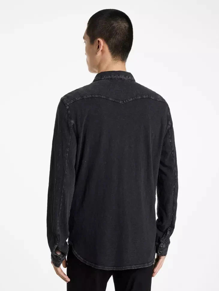 John Varvatos Arvon LS Knit Western Vintage Shirt - Mineral Black