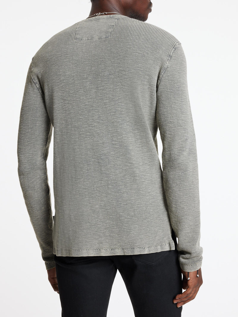 John Varvatos Memphis Waffle Henley Knit Shirt - Grey Heather