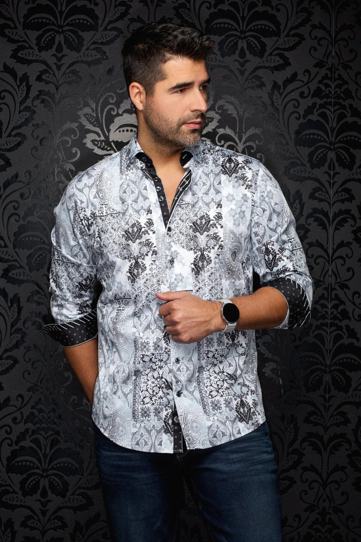 Au Noir LS Shirt Cascais - White Teal