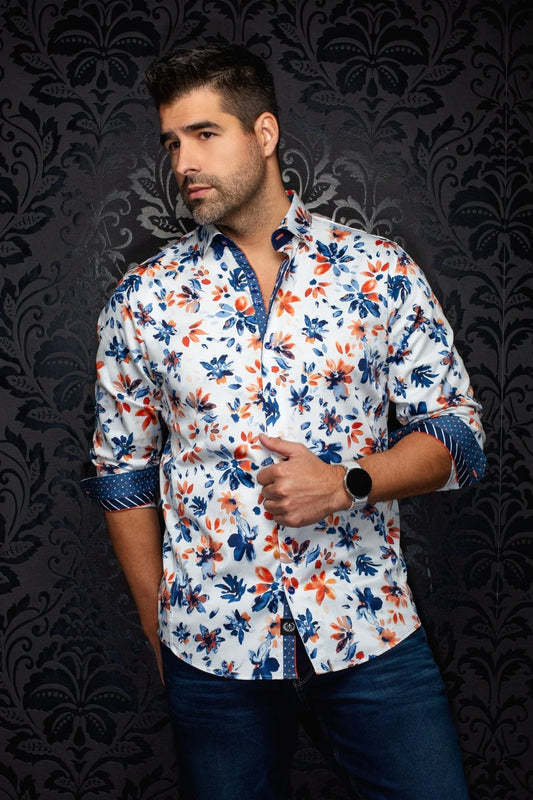 Au Noir LS Shirt Amaro - Lt Blue Orange