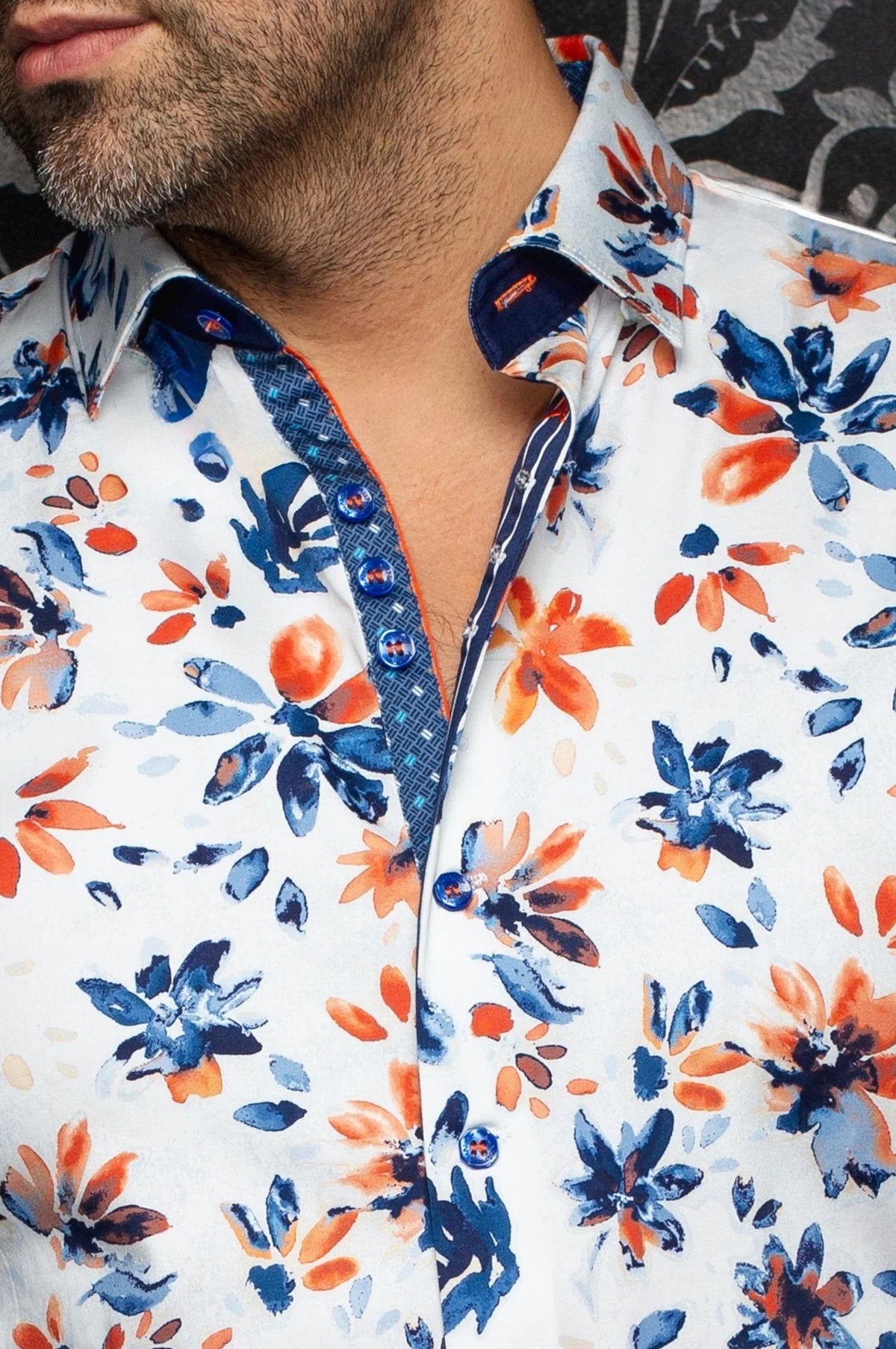 Au Noir LS Shirt Amaro - Lt Blue Orange