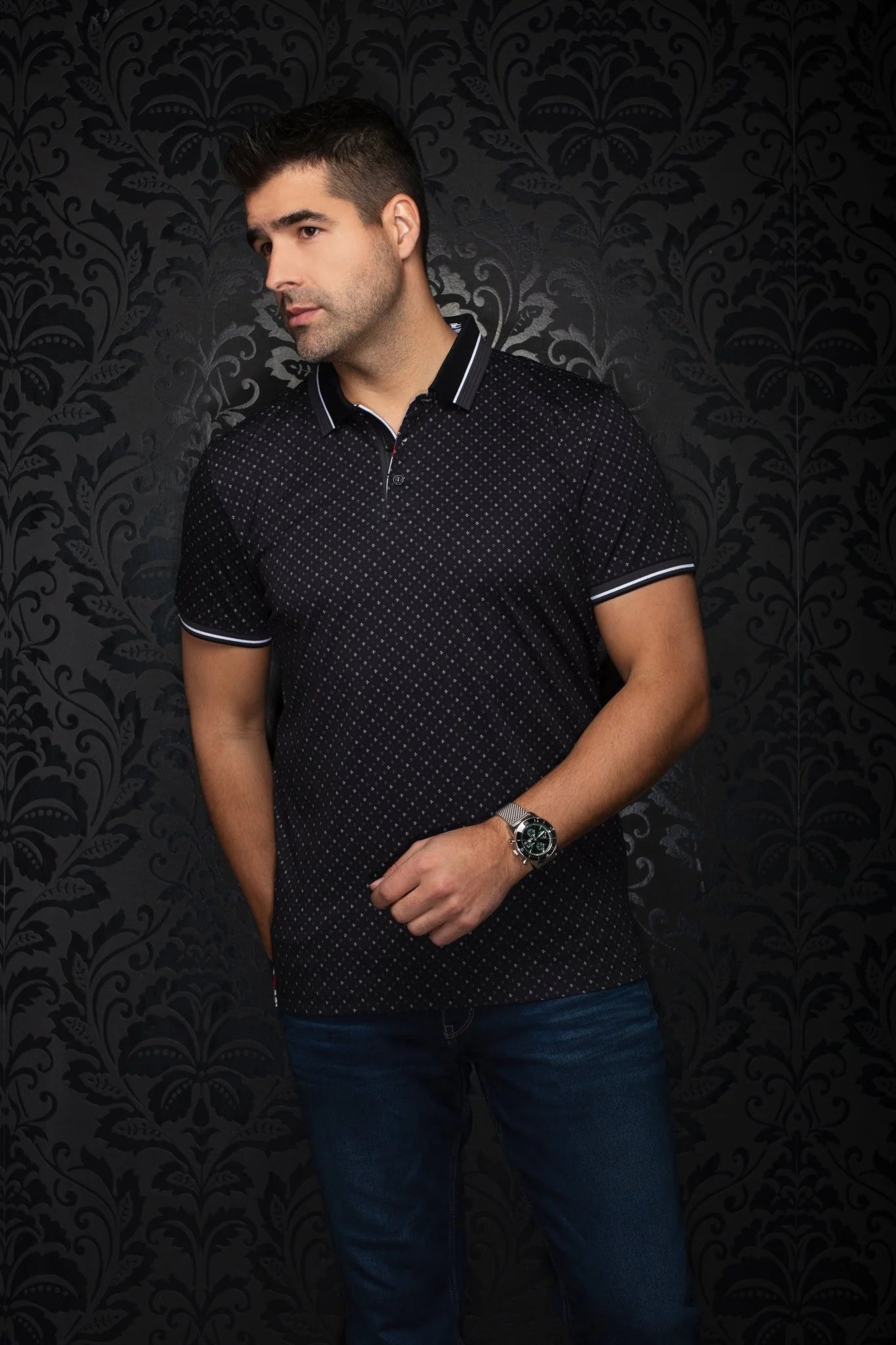 Au Noir SS Polo Darren - Black