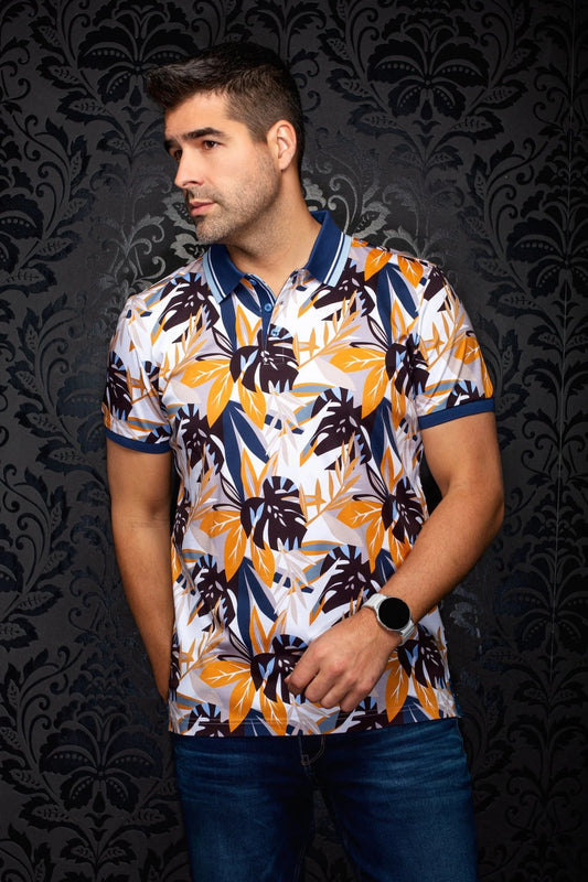 Au Noir SS Polo Rianbloom - Blue Gold