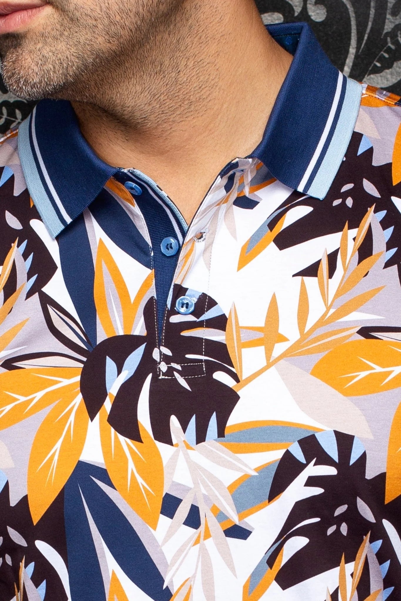 Au Noir SS Polo Rainbloom - Blue Gold