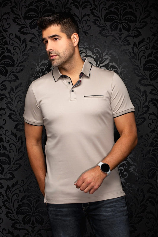 Au Noir SS Polo Mercury - Stone