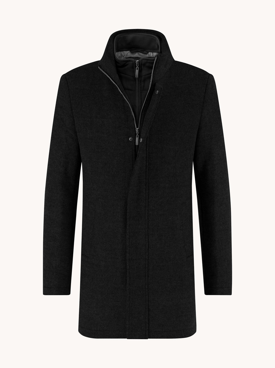 A Fish Named Fred Funnel Neck Coat - Black