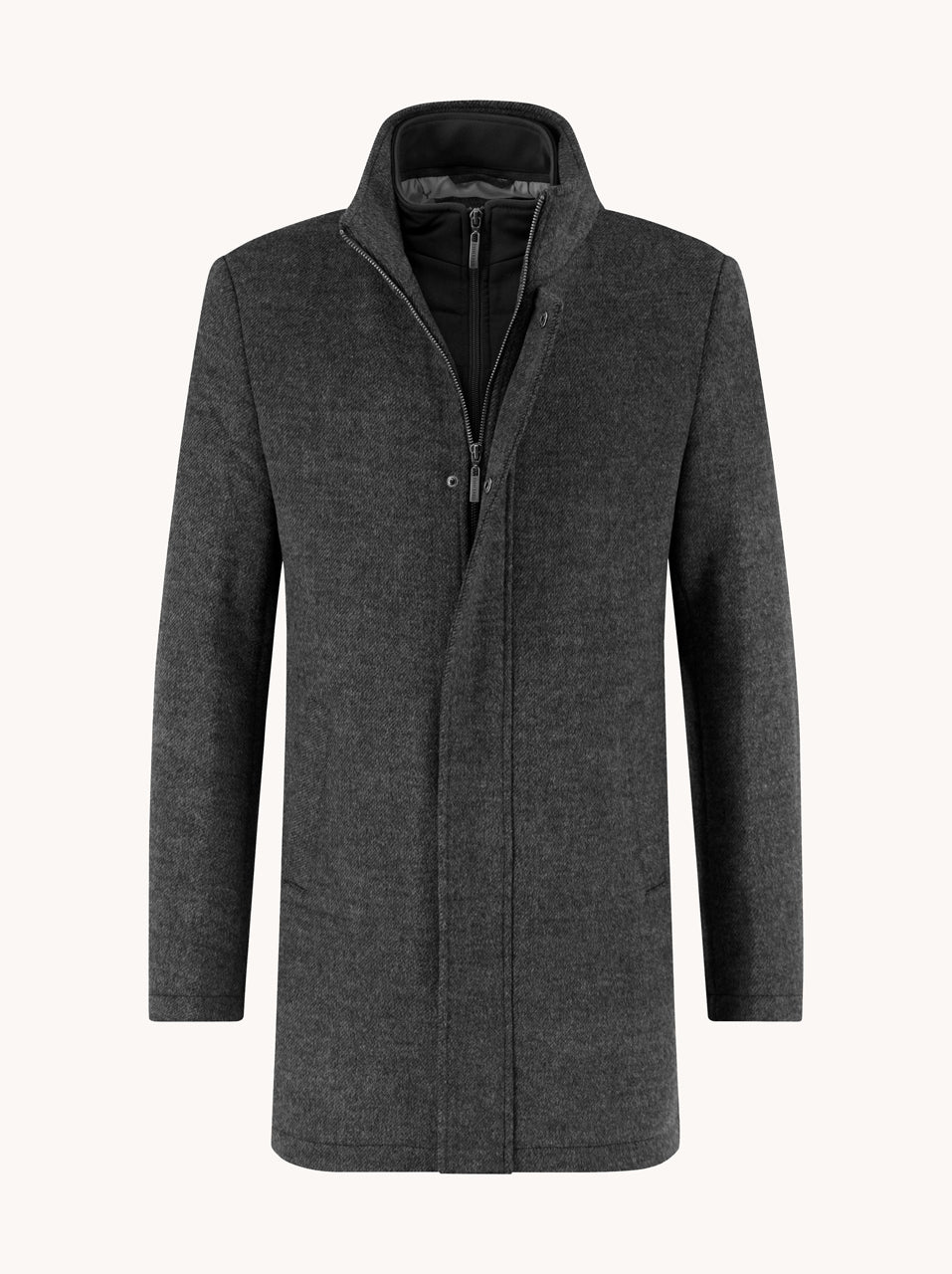 A Fish Named Fred Funnel Neck Coat - Dark Grey