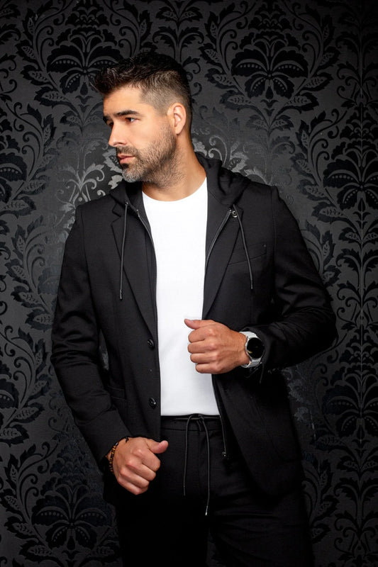 Au Noir Blazer Giacomo-Hood  - Black