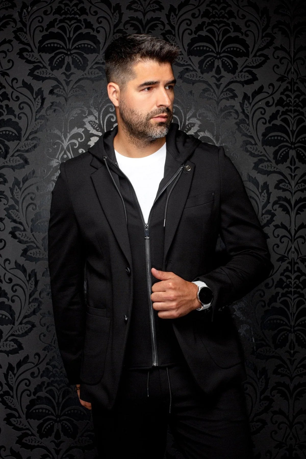 Au Noir Blazer Giacomo-Hood  - Black