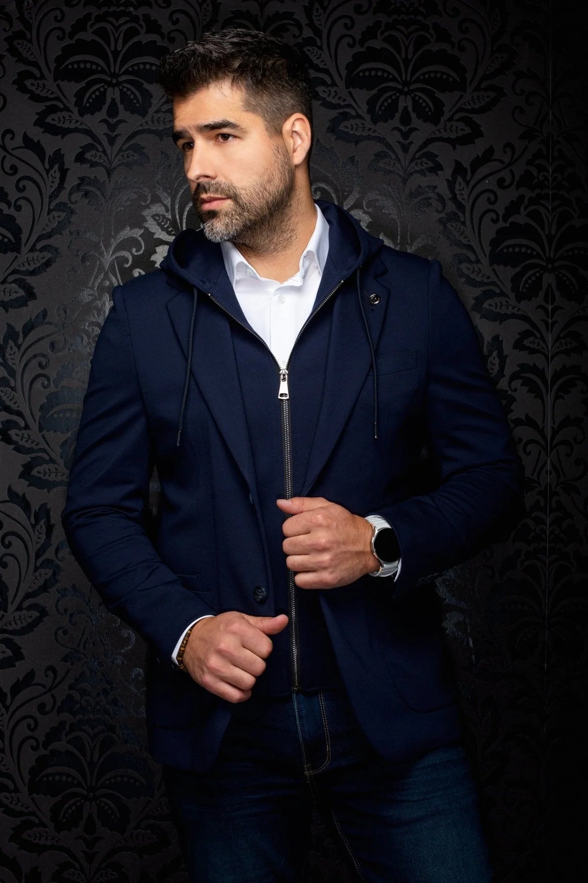 Au Noir Blazer Giacomo-Hood  - Midnight