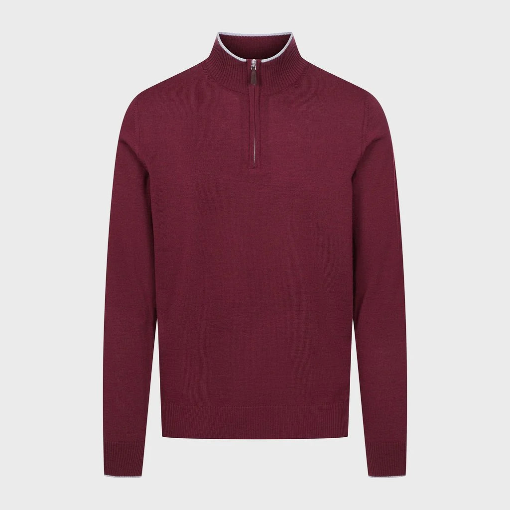 Emanuel Berg Light Guage Highneck With Zipper - Burgundy