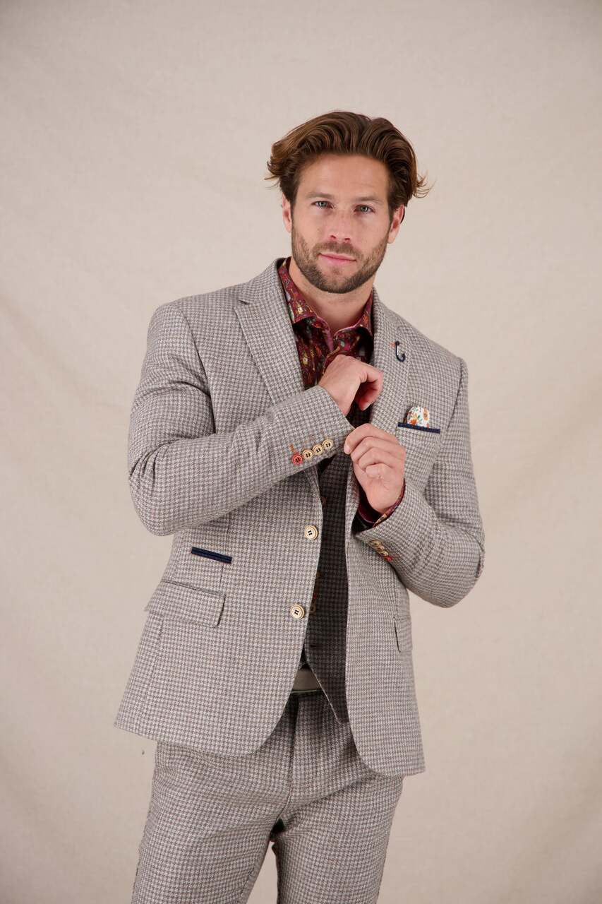 A Fish Named Fred Small Checks Blazer - Beige White