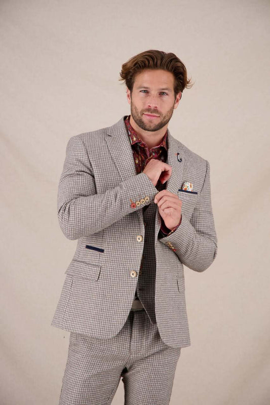 A Fish Named Fred Small Checks Blazer - Beige White