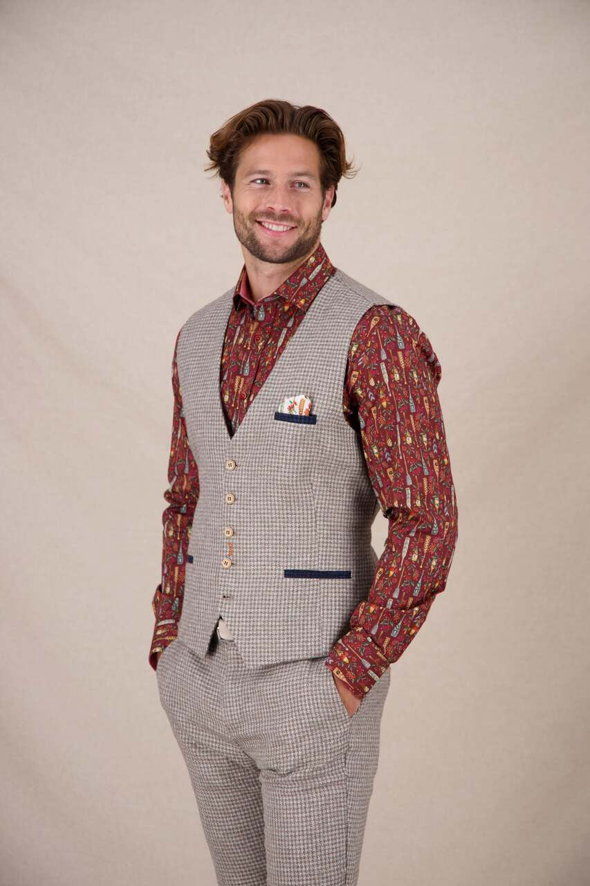 A Fish Named Fred Waistcoat Small Check - Grey