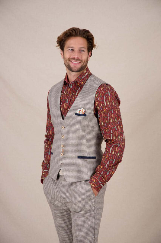 A Fish Named Fred Waistcoat Small Check - Grey