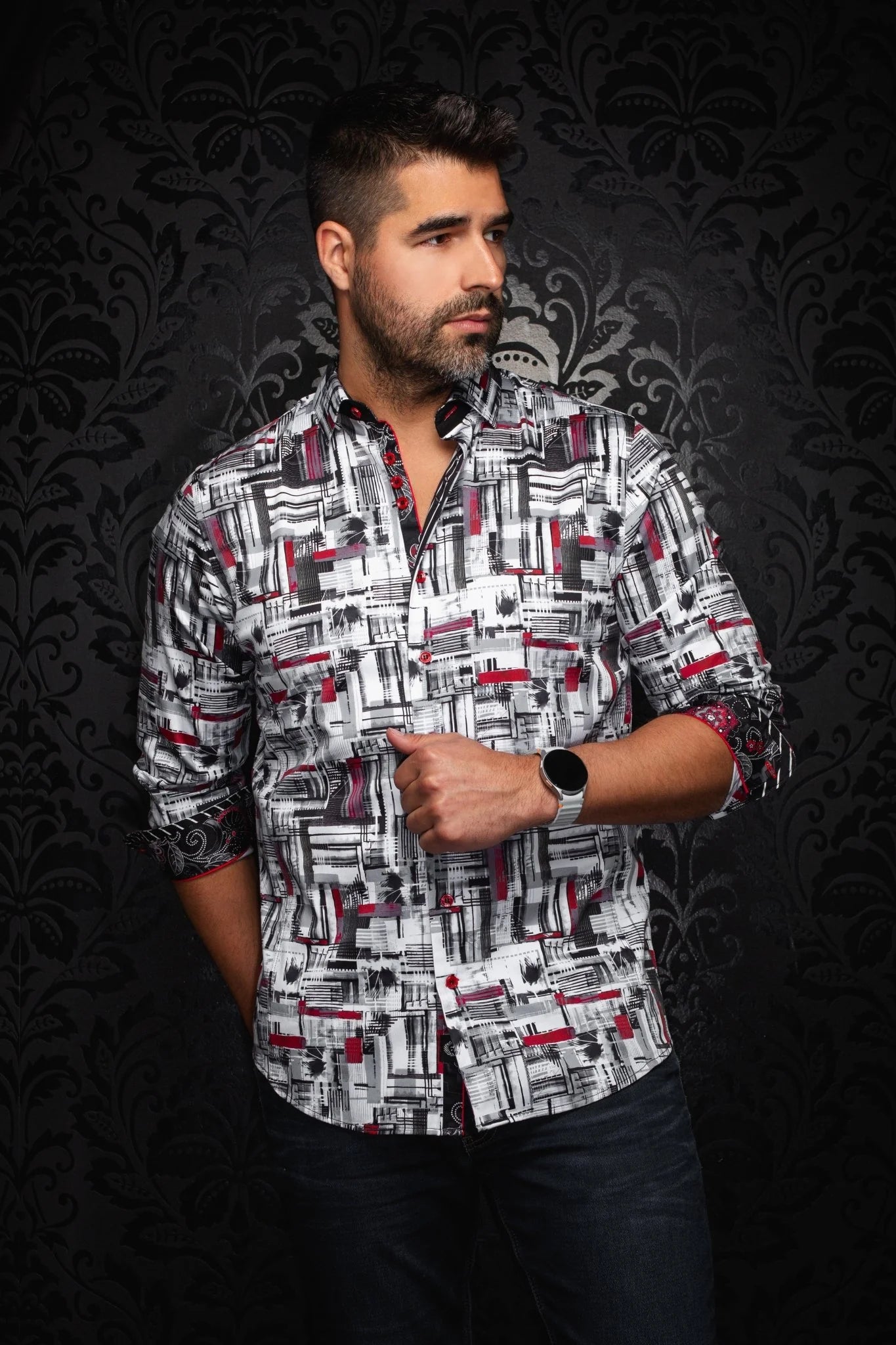 Au Noir LS Brooklyn - White Red