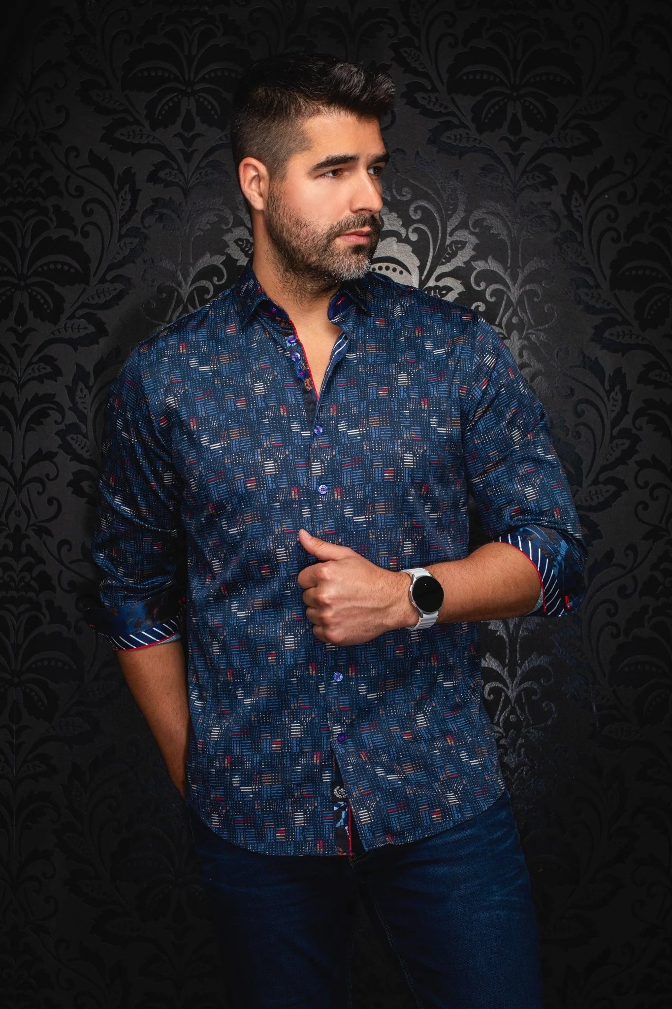 Au Noir LS Metropolis - Navy Red