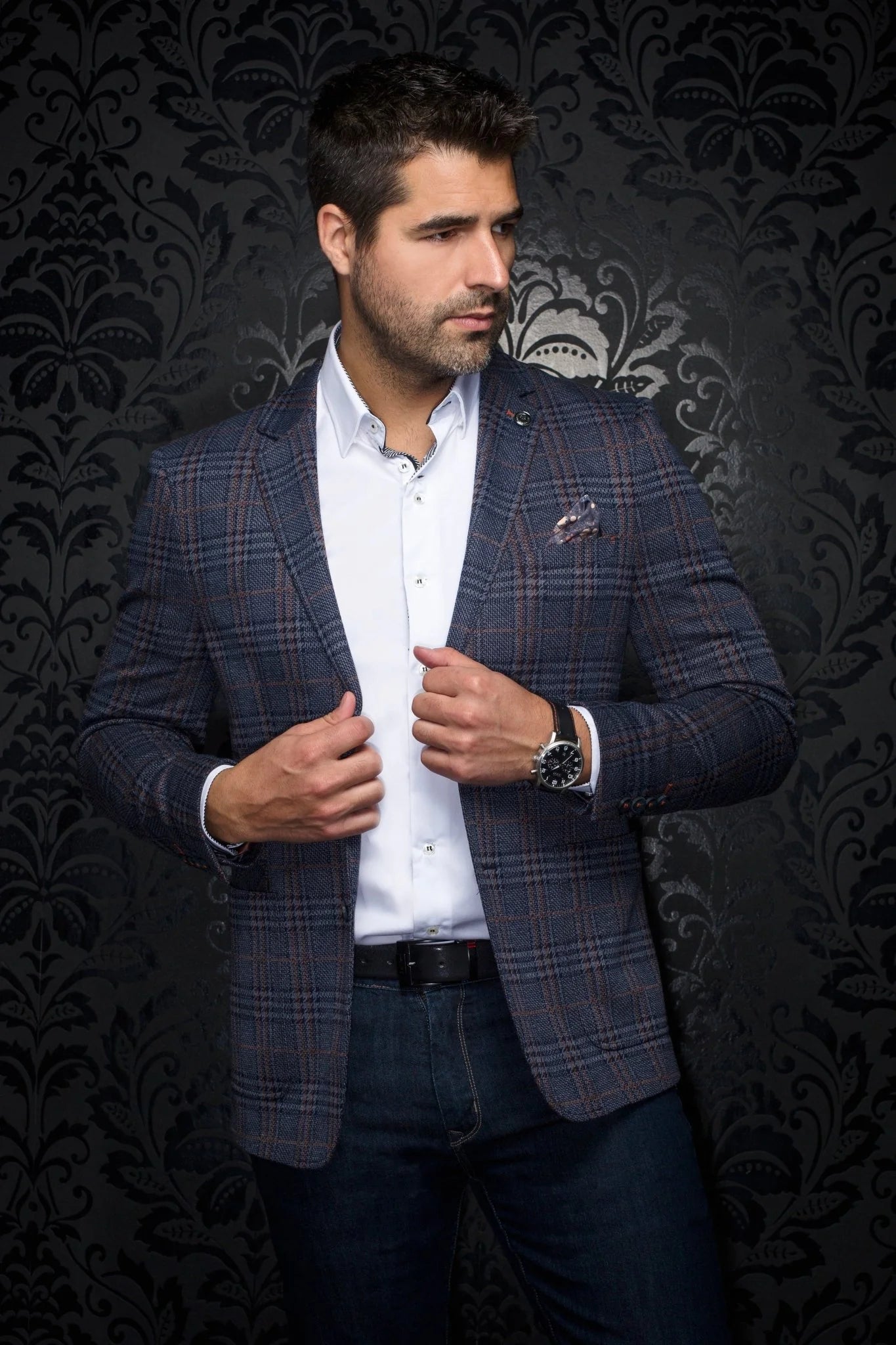 Au Noir Blazer Century Plaid - Navy